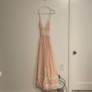 Forever 21 vintage pastel pink lace long dress